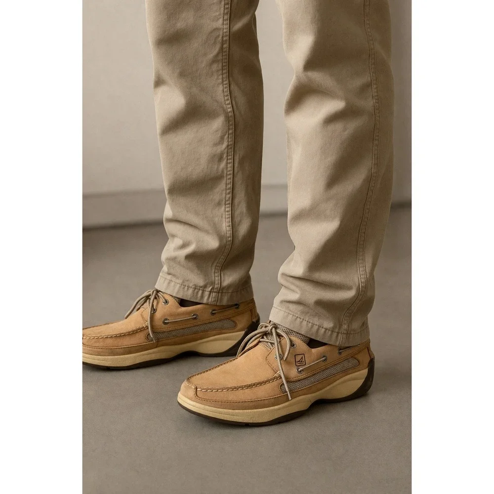 Sperry Top-Sider Mens Tan Nubuck Leather Mesh Boat Shoes Loafers 10.5 M